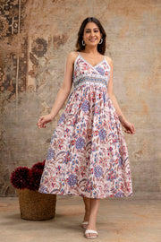 LUXE BLOOM: Elegant Summer Floral Midi Dress for Women