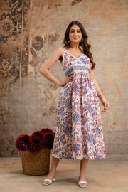 LUXE BLOOM: Elegant Summer Floral Midi Dress for Women