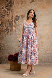 LUXE BLOOM: Elegant Summer Floral Midi Dress for Women