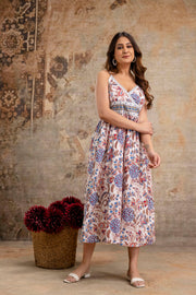 LUXE BLOOM: Elegant Summer Floral Midi Dress for Women