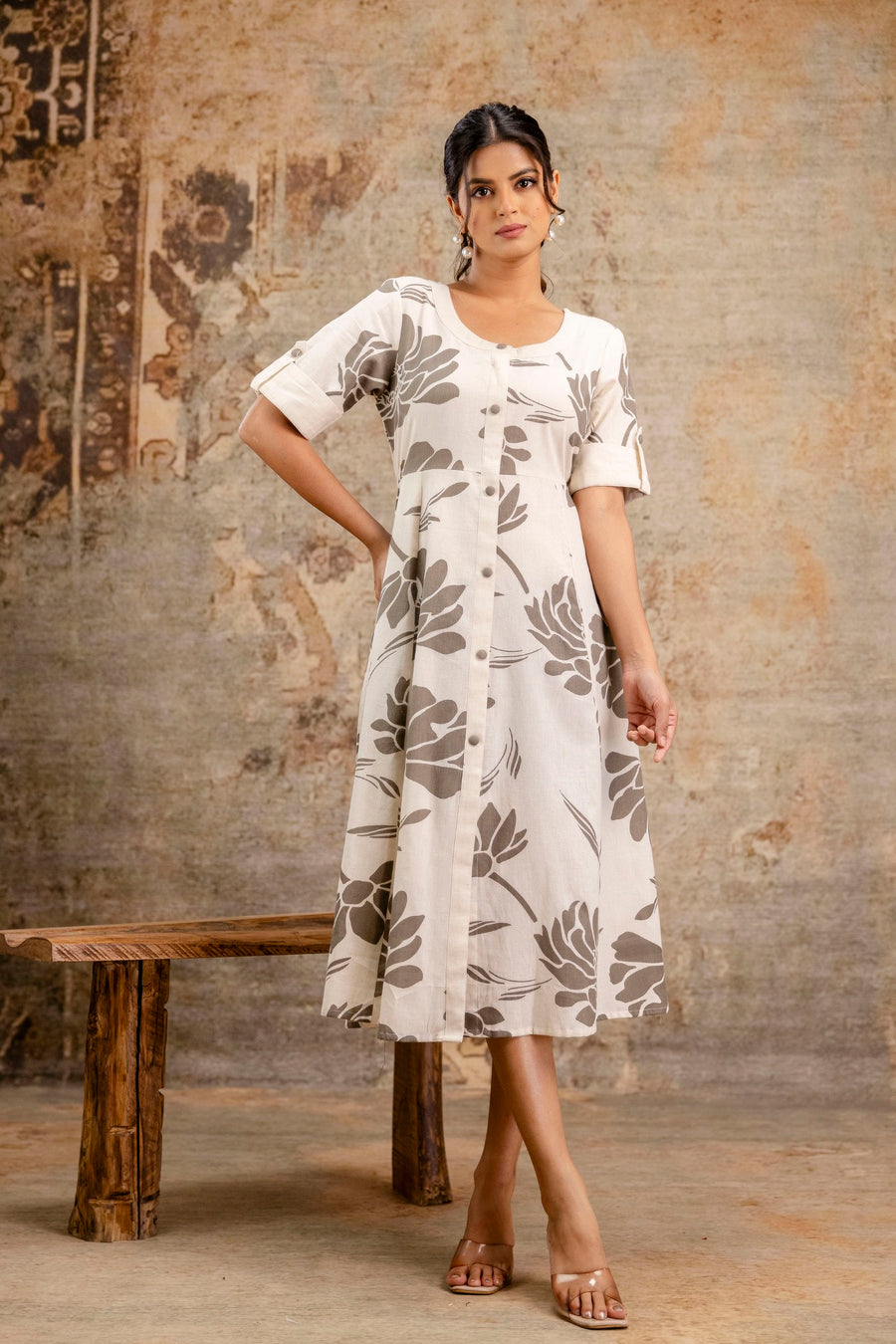 Stylish Cotton Flex Floral Middy Dress for Women – Aaronee Ethnic Wear
