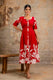 Red Floral Cotton Middy Dress for Women – Stylish Ethnic Wear by Aaronee
