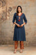 Navy Blue Solid Kurta Set with Printed Pants – Pure Cotton Ethnic Wear by Aaronee
