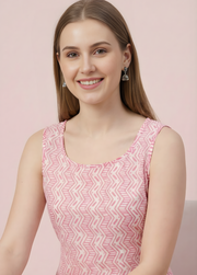 Aaronee Blush Pink Pure Cotton Sleeveless Kurta Pant Set for Women