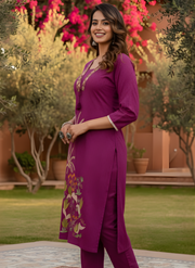 Aaronee Floral Print Straight Cut Kurta Set