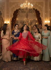 Elegant Rani Pink Embroidered Anarkali Kurta Set for Women