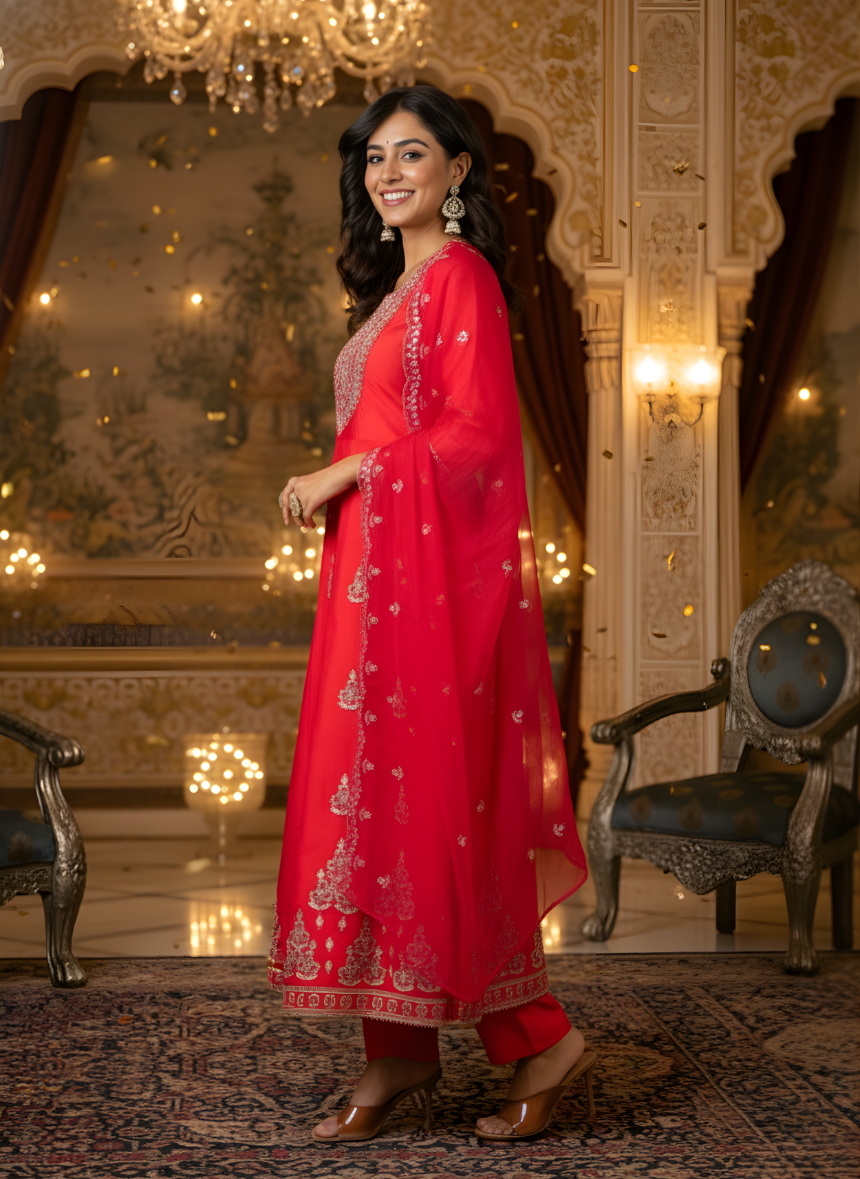 Elegant Rani Pink Embroidered Anarkali Kurta Set for Women