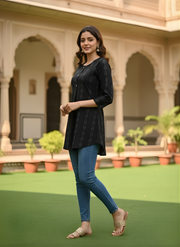 Women’s black printed daily wear top – Aaronee