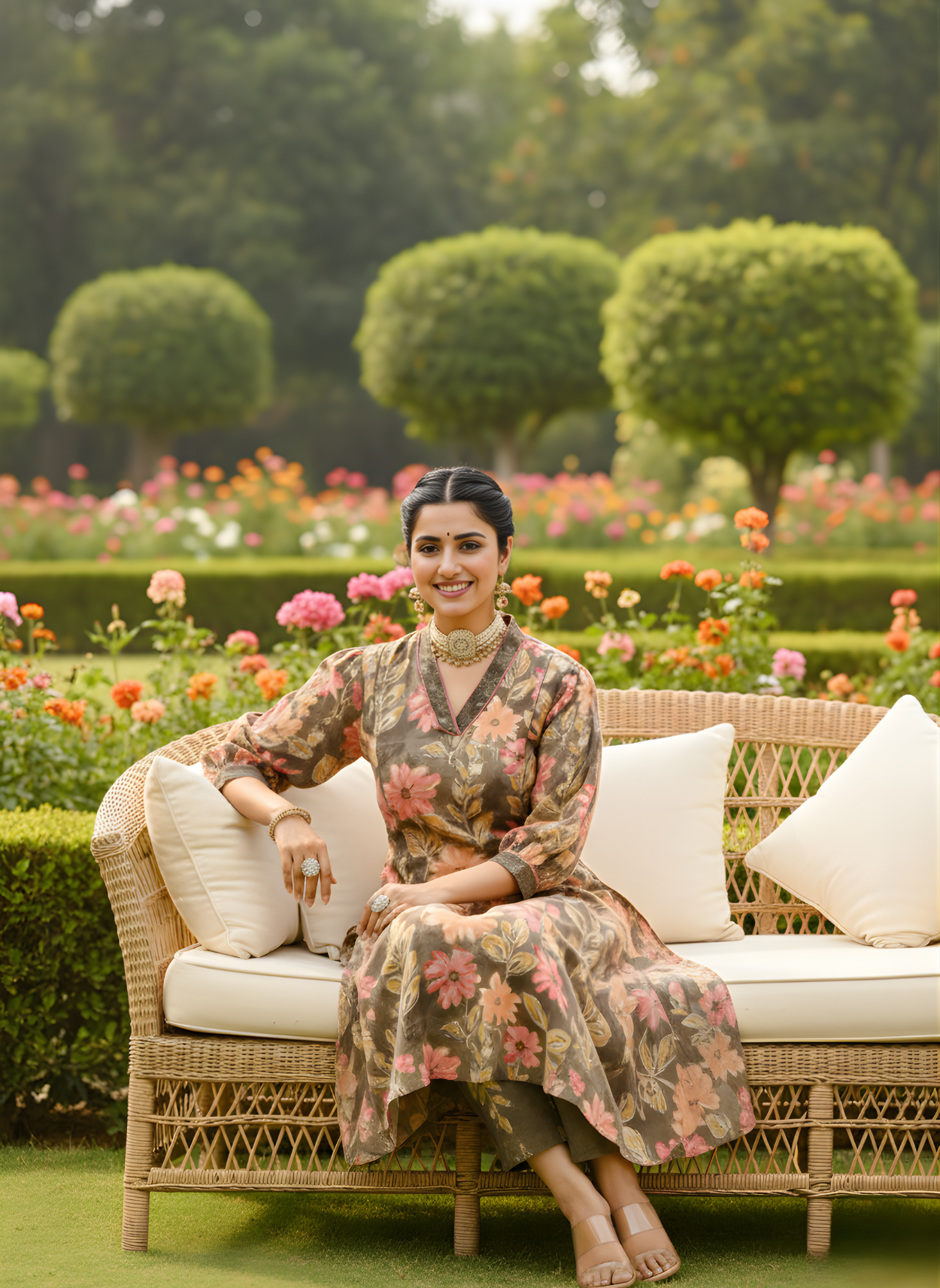 Latest Flower Print Kurta Set for Women