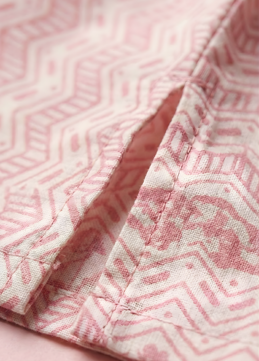 Aaronee Blush Pink Pure Cotton Sleeveless Kurta Pant Set for Women