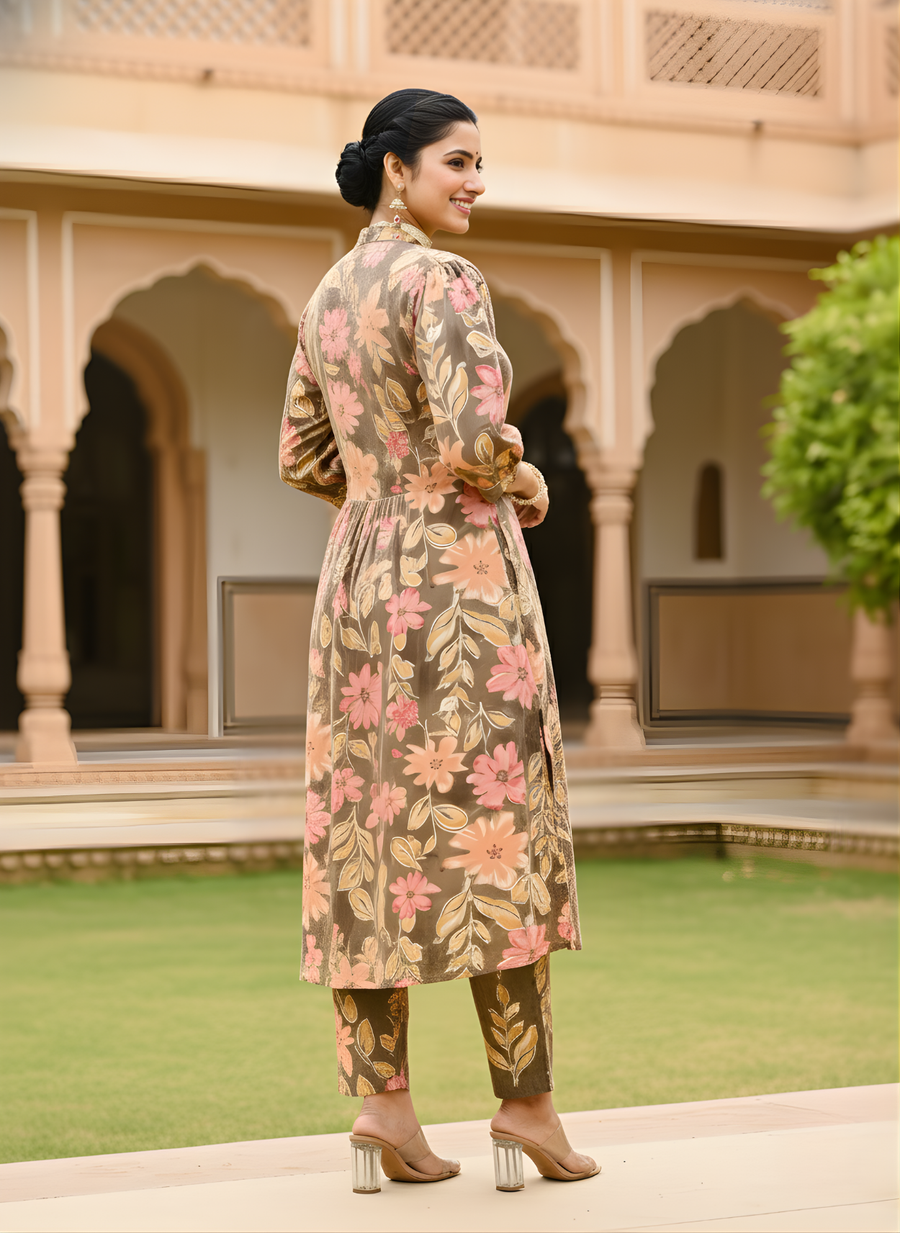 Latest Flower Print Kurta Set for Women