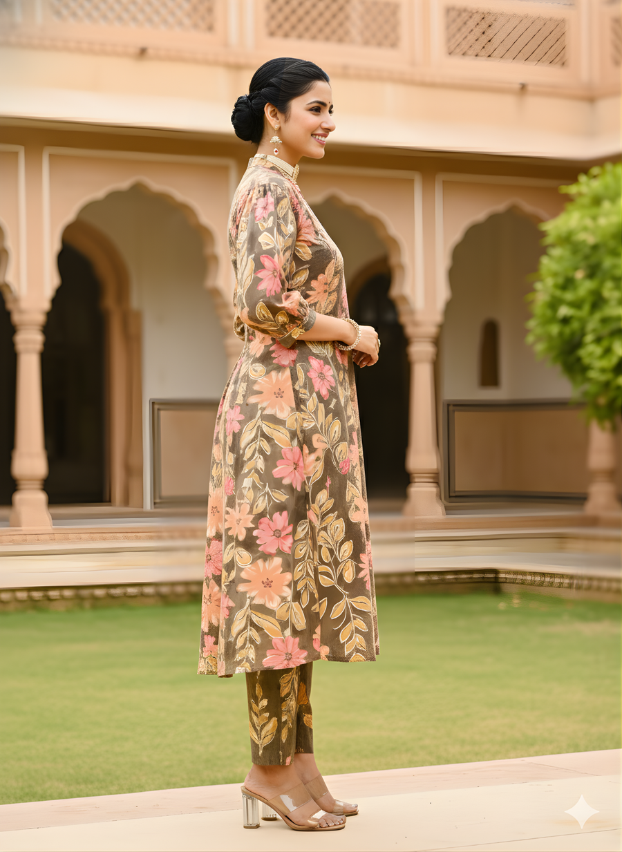 Latest Flower Print Kurta Set for Women