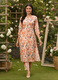 Orange Flower Print Kurta Set for Women