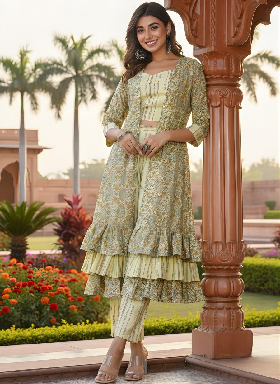 Aaronee Stylish Indo-Western Cord Set with Long Jacket