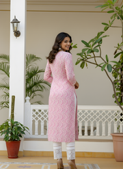 Elegant Pink Cotton Kurta Set by Aaronee