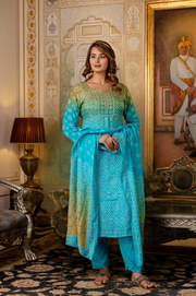 Firozi Elegance Straight Dupatta Set for Women