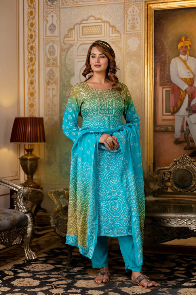 Firozi Elegance Straight Dupatta Set for Women