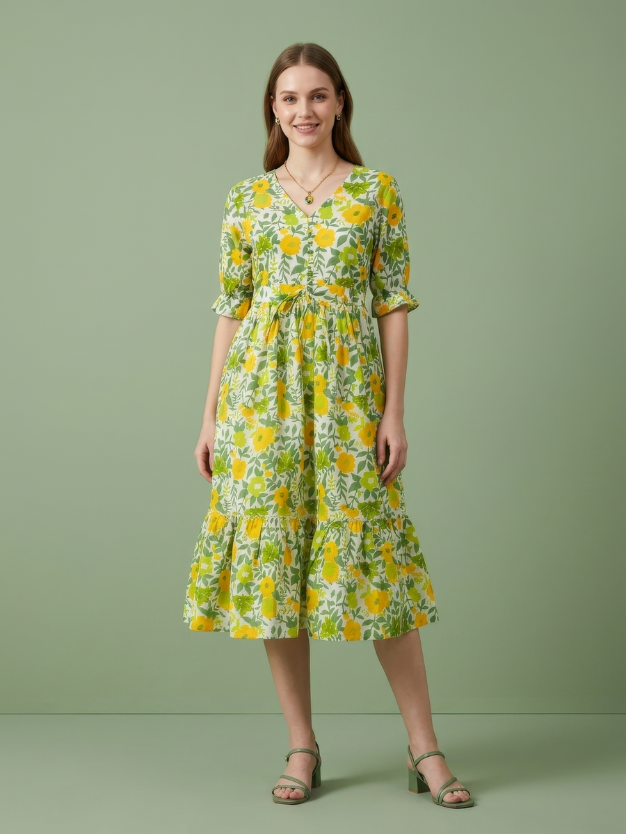 Premium pure cotton floral summer dress by Aaronee