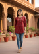 Maroon Pure Cotton Printed Top for Women – Casual & Everyday Ethnic Wear