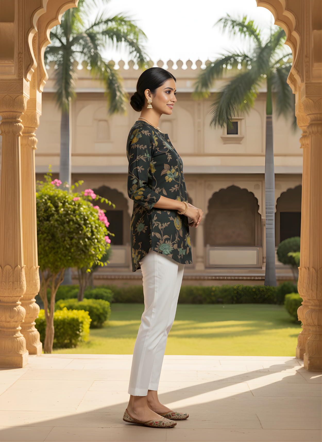 Black Pure Cotton Printed Top for Women – Stylish Everyday Ethnic Wear