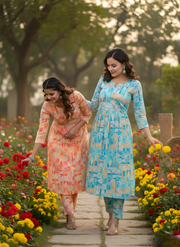 Abstract Print Kurti Set for Women