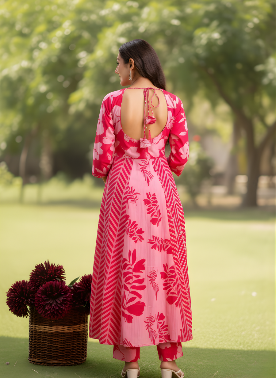 Aaronee Pure Cotton Anarkali Dupatta Set – Elegant Ethnic Flared Suit for Women