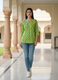 Aaronee Pure Cotton Zigzag Printed Casual Top for Women – Green & Yellow
