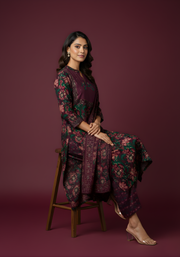 Aaronee elegant wine plum kurta with dupatta