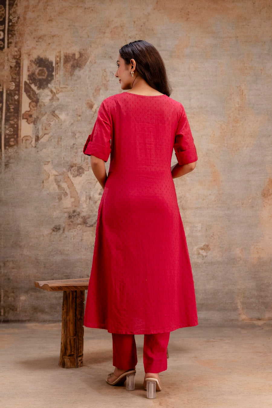 Red Embroidered Kurta Pant Set – Aaronee Ethnic Wear