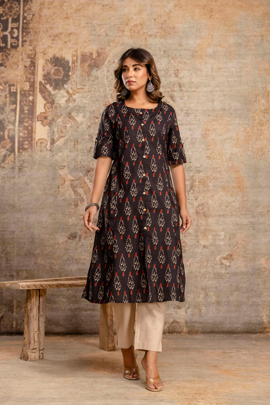 Pure cotton kurti set for women with traditional Ikat design