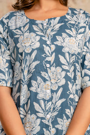 Jaipur-style cotton kurti with floral hand block print