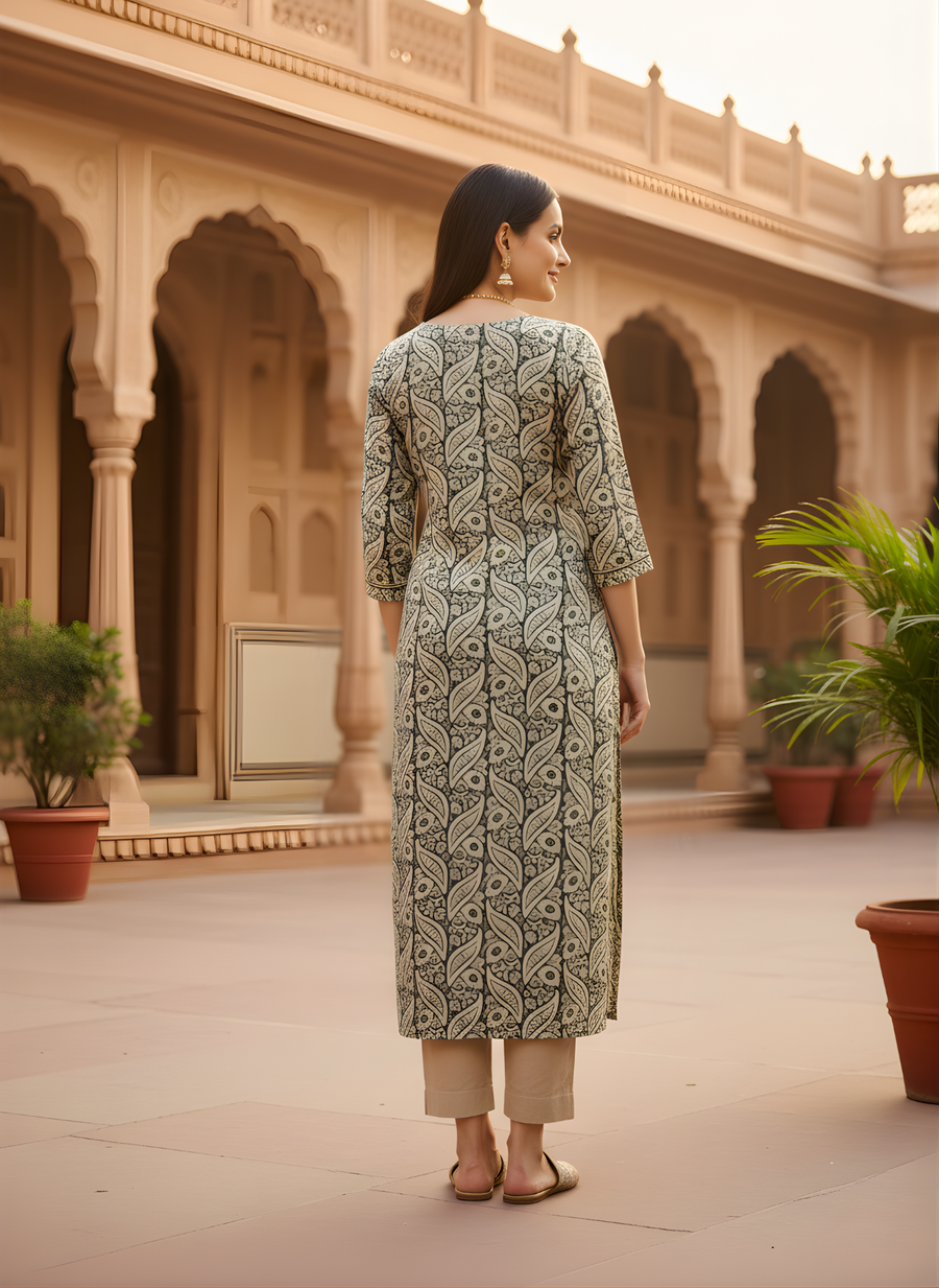 Aaronee Designer Printed Long Straight Kurti