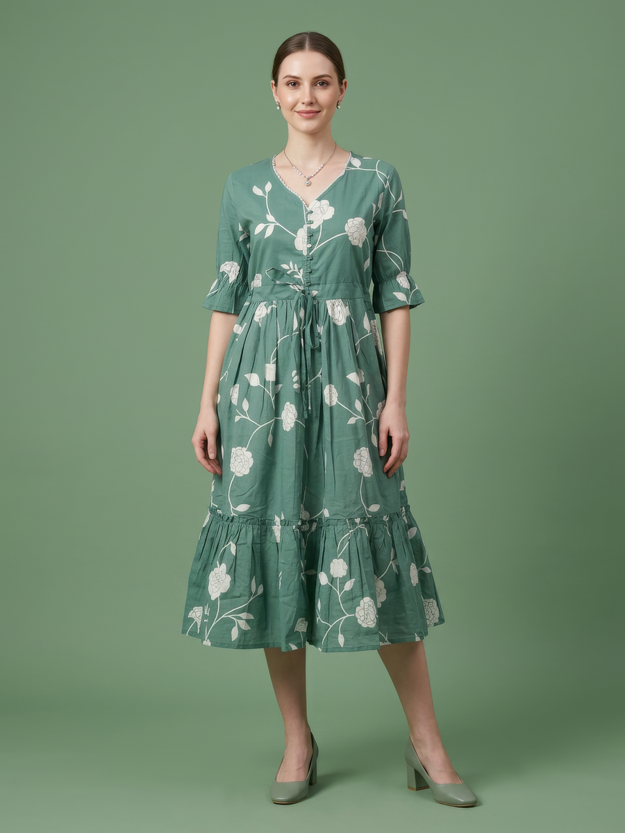 Premium pure cotton printed dress by Aaronee