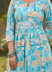 Abstract Print Kurti Set for Women