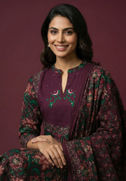 Aaronee women’s wine plum cotton kurta set