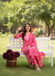 Aaronee Pure Cotton Anarkali Dupatta Set – Elegant Ethnic Flared Suit for Women