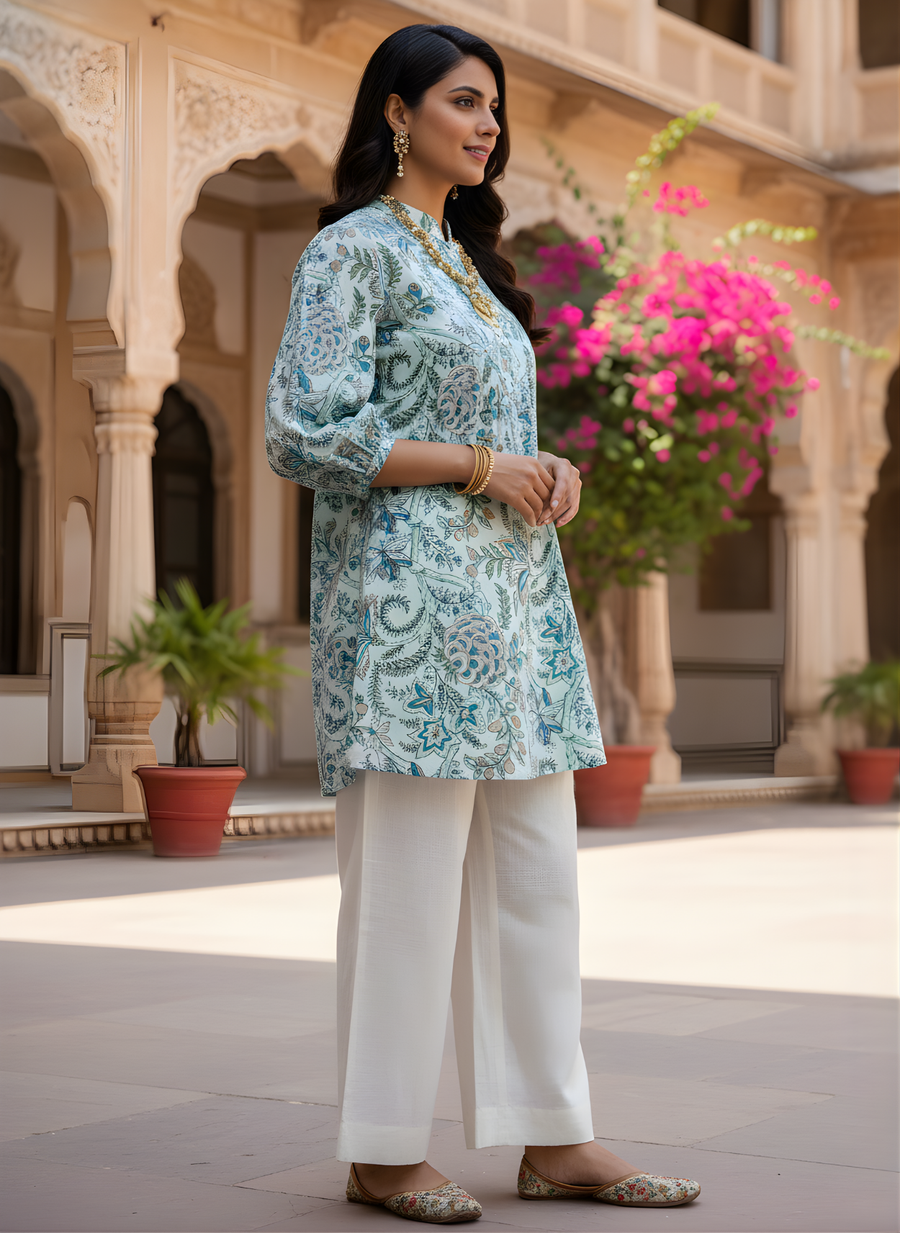 Aaronee Pastel Floral Printed Cotton Kurti