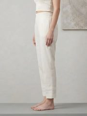 White Cotton Lace Detail Straight Pants for Women – Aaronee