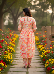 Abstract Print Kurti Set for Women