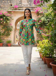 Aaronee Multi-colour Floral Printed Kurti