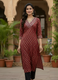 Aaronee Pure Cotton Maroon Printed V-Neck Kurti for Women – Elegant Daily & Office Wear
