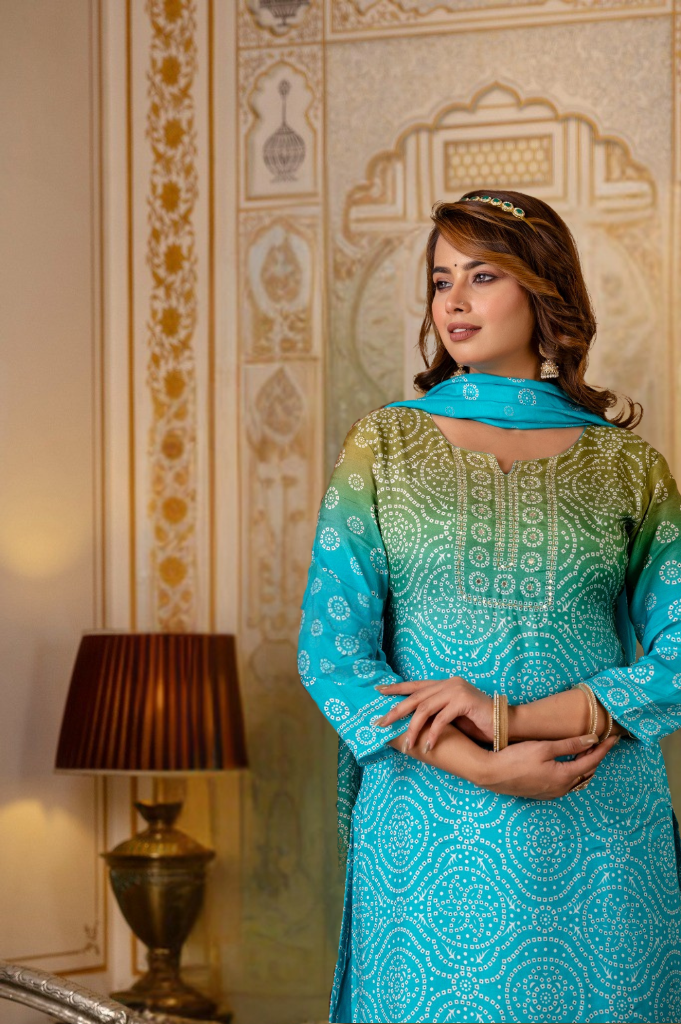 Firozi Elegance Straight Dupatta Set for Women