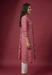 Aaronee rose pink kurti dupatta front view