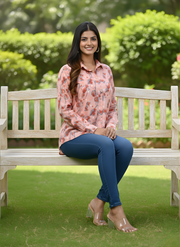 Latest Pink Foil Print Stylish Shirts for Women