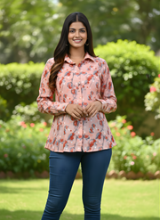 Latest Pink Foil Print Stylish Shirts for Women