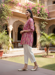 Aaronee Pink Designer Printed Short Top