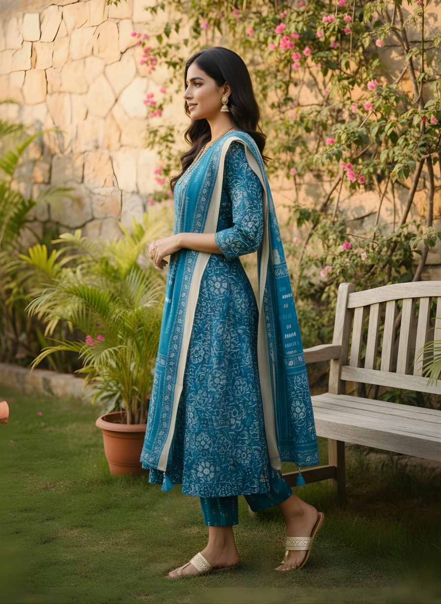 Aaronee festive cotton kurta dupatta outfit