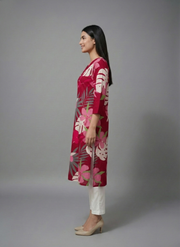 Red Pure Cotton Floral Printed Kurta for Women – Elegant Daily Wear by Aaronee
