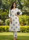 White & Blue Printed Cotton Flex Kurta Set for Women – Aaronee Ethnic Wear