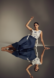 Aaronee Denim Inner Dress with Pure Cotton Printed Top for Women – Modern Western Wear